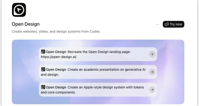 Open Design plugin in Codex